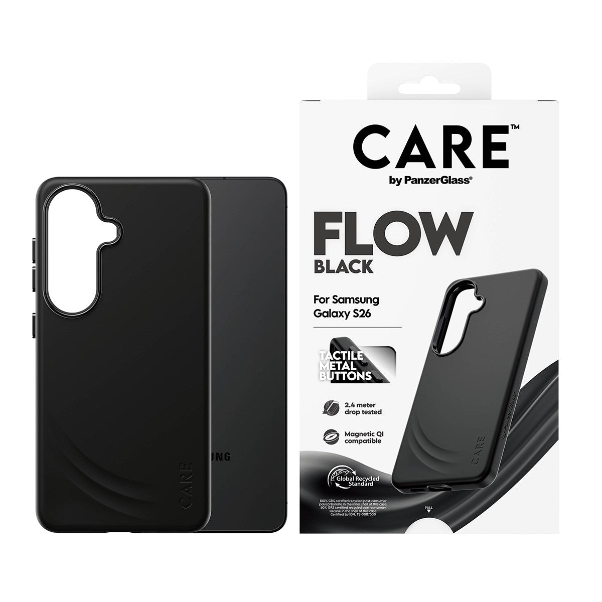 CARE™ by PanzerGlass® Flow Case Black w. Qi Samsung Galaxy S26